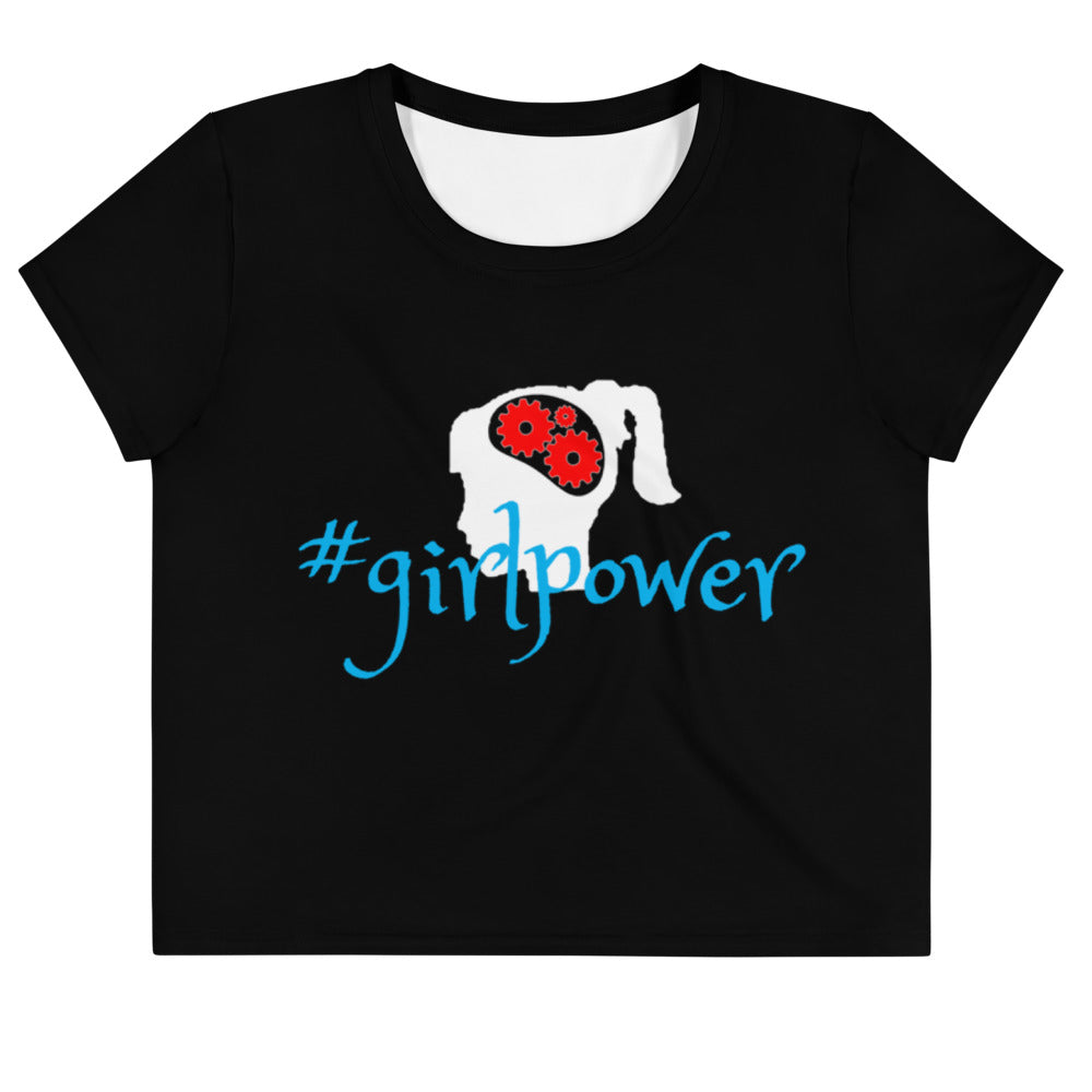 Army Green #girlpower Cropped Tees. Girls' Hashtag Art Crop Top. WickedYo.